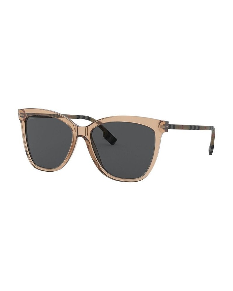 Women's Polarized Sunglasses BE4308 TRANSPARENT BROWN/GREY $35.56 Womens