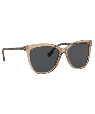 Women's Polarized Sunglasses BE4308 TRANSPARENT BROWN/GREY $35.56 Womens