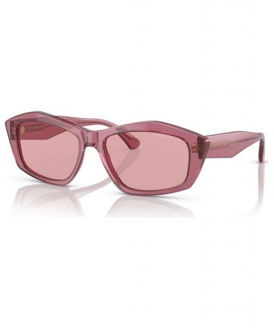 Women's Low Bridge Fit Sunglasses EA4187F Shiny Transparent Pink $55.50 Womens