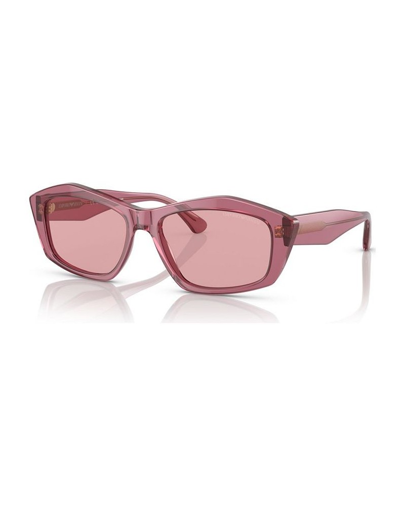 Women's Low Bridge Fit Sunglasses EA4187F Shiny Transparent Pink $55.50 Womens