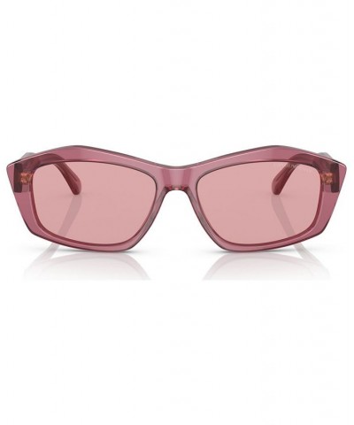 Women's Low Bridge Fit Sunglasses EA4187F Shiny Transparent Pink $55.50 Womens