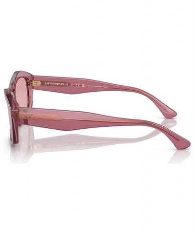 Women's Low Bridge Fit Sunglasses EA4187F Shiny Transparent Pink $55.50 Womens