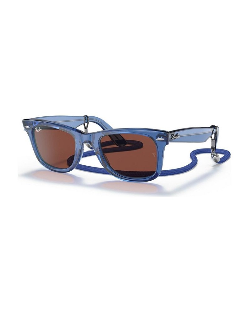 Unisex Sunglasses RB2140 WAYFARER 50 Transparent Blue $41.52 Unisex