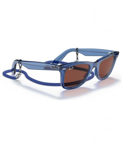 Unisex Sunglasses RB2140 WAYFARER 50 Transparent Blue $41.52 Unisex