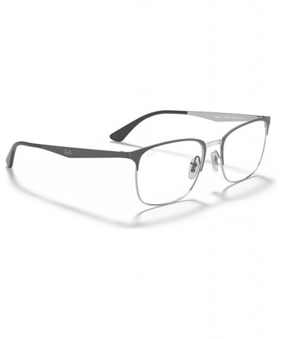 RX6421 Unisex Rectangle Eyeglasses Gray Silver $23.27 Unisex