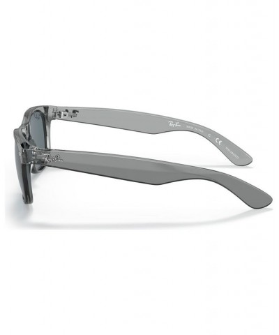 Unisex New Wayfarer Classic 55 Polarized Low Bridge Fit Sunglasses RB2132F55-P Transparent Gray $42.21 Unisex