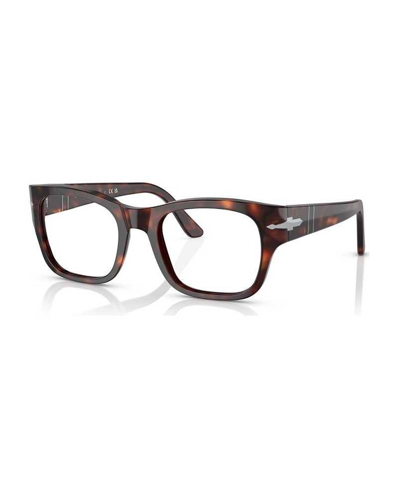 Unisex Rectangle Eyeglasses PO3297V52-O Havana $72.00 Unisex