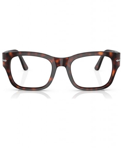 Unisex Rectangle Eyeglasses PO3297V52-O Havana $72.00 Unisex