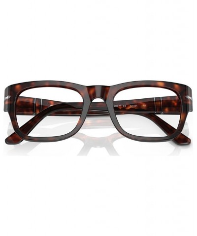 Unisex Rectangle Eyeglasses PO3297V52-O Havana $72.00 Unisex