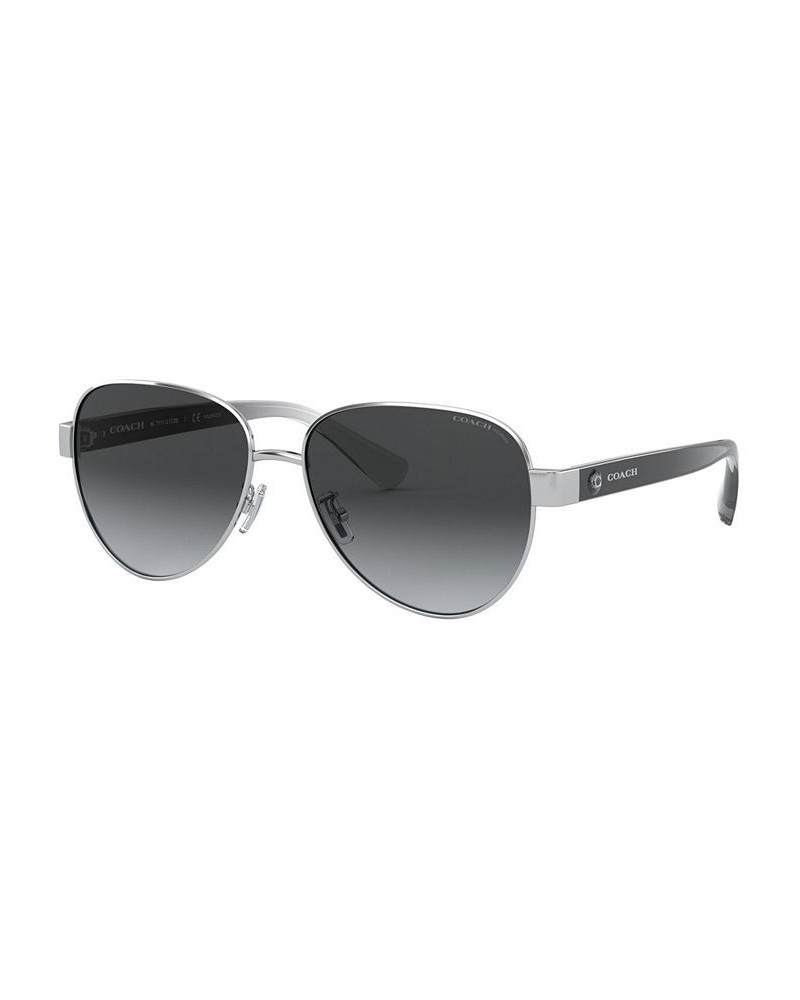 Women's Polarized Sunglasses HC7111 Shiny Silver/Dark Gray Gradient POLAR $54.81 Womens