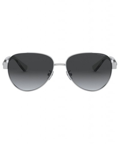 Women's Polarized Sunglasses HC7111 Shiny Silver/Dark Gray Gradient POLAR $54.81 Womens