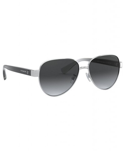 Women's Polarized Sunglasses HC7111 Shiny Silver/Dark Gray Gradient POLAR $54.81 Womens