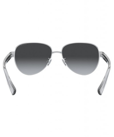 Women's Polarized Sunglasses HC7111 Shiny Silver/Dark Gray Gradient POLAR $54.81 Womens