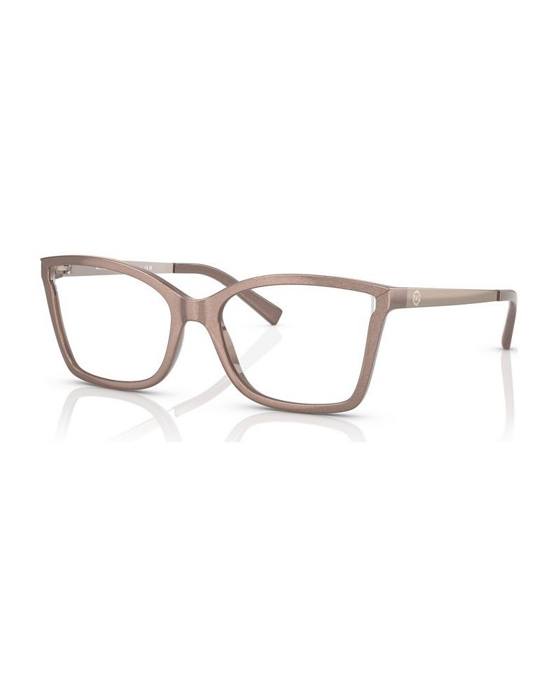 Women's Rectangle Eyeglasses MK405852-O Blush Camel Pearlized $30.24 Womens