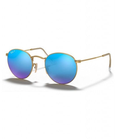 Polarized Sunglasses RB3447 ROUND FLASH LENSES GOLD MATTE/BLUE MIRROR POLAR $38.34 Unisex