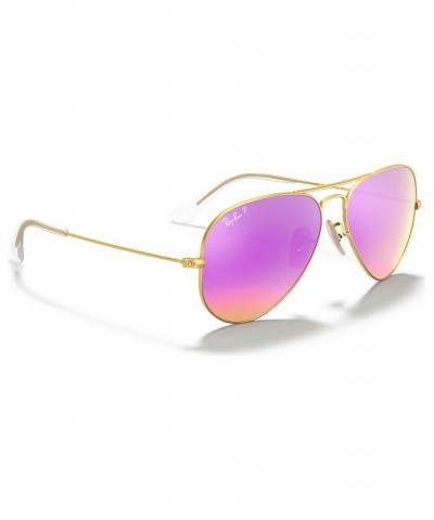 Polarized Sunglasses RB3025 AVIATOR MIRROR GOLD MATTE/ORANGE MIR POL $36.21 Unisex