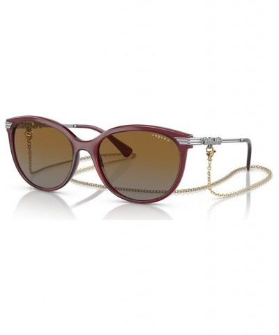 Women's Polarized Sunglasses VO5460S56-YP Transparent Opal Dark Red $22.80 Womens