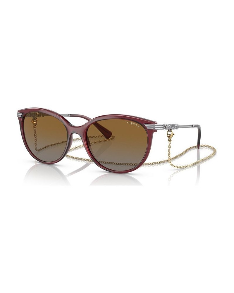 Women's Polarized Sunglasses VO5460S56-YP Transparent Opal Dark Red $22.80 Womens