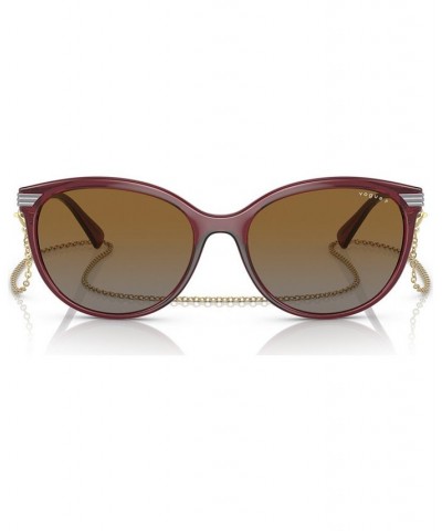 Women's Polarized Sunglasses VO5460S56-YP Transparent Opal Dark Red $22.80 Womens