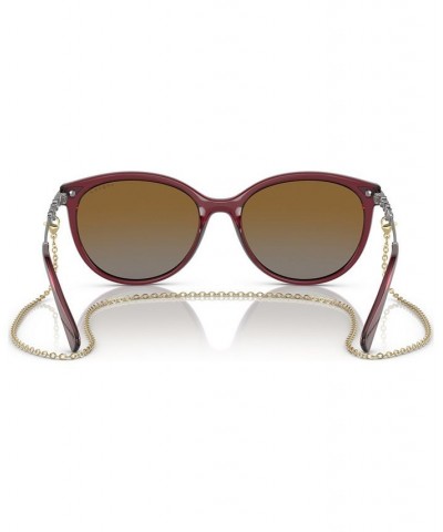 Women's Polarized Sunglasses VO5460S56-YP Transparent Opal Dark Red $22.80 Womens