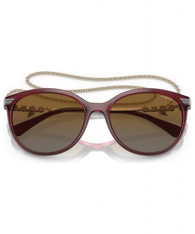 Women's Polarized Sunglasses VO5460S56-YP Transparent Opal Dark Red $22.80 Womens