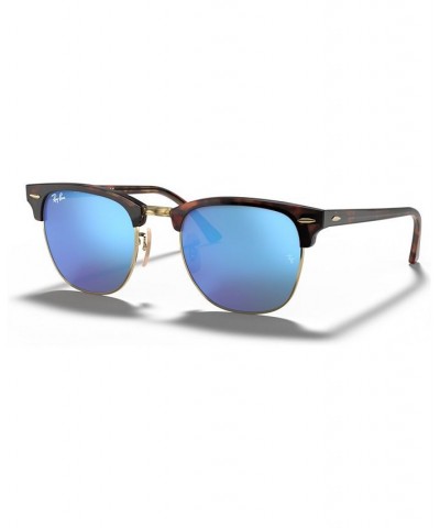 Unisex Sunglasses RB3016 51 CLUBMASTER MINERAL FLASH LENSES Gold - Blue Mirror $54.52 Unisex