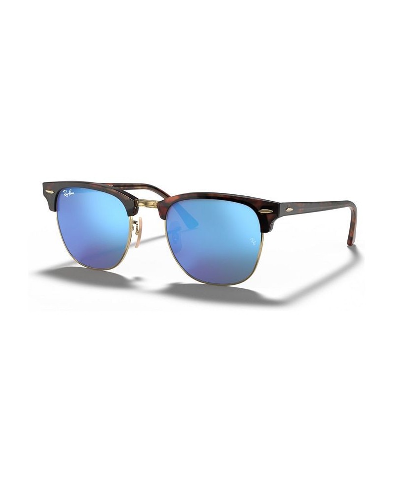 Unisex Sunglasses RB3016 51 CLUBMASTER MINERAL FLASH LENSES Gold - Blue Mirror $54.52 Unisex