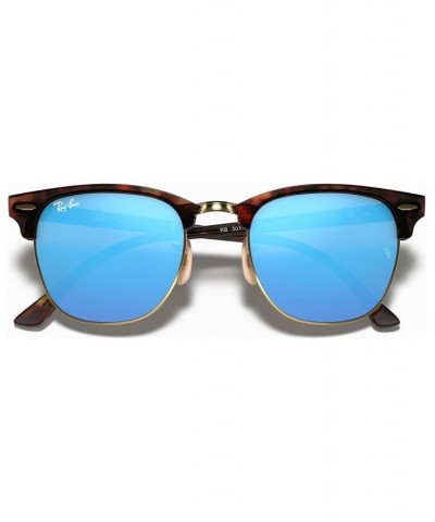 Unisex Sunglasses RB3016 51 CLUBMASTER MINERAL FLASH LENSES Gold - Blue Mirror $54.52 Unisex