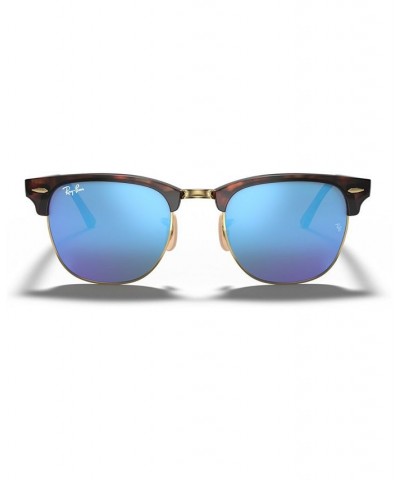 Unisex Sunglasses RB3016 51 CLUBMASTER MINERAL FLASH LENSES Gold - Blue Mirror $54.52 Unisex