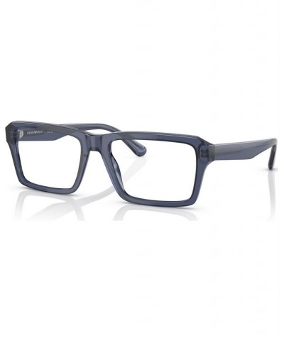 Men's Rectangle Eyeglasses EA320654-O Shiny Transparent Brown $49.28 Mens