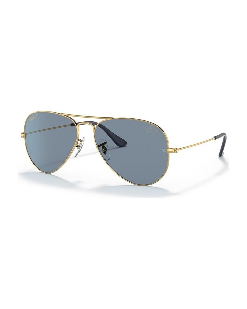 Disney Unisex Polarized Sunglasses RB3025 Aviator Mickey WDW50 58 Gold-Tone $80.40 Unisex