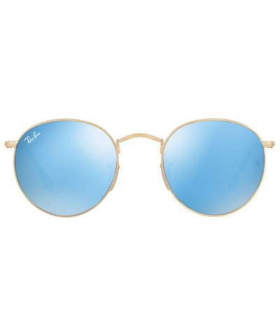 Sunglasses RB3447N ROUND FLAT LENSES GOLD SHINY/BLUE MIRROR $21.30 Unisex