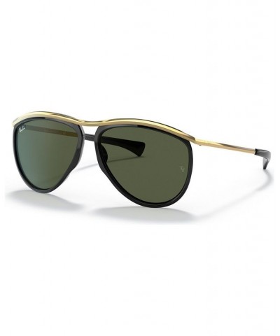 OLYMPIAN AVIATOR Sunglasses RB2219 59 BLACK/GREEN $48.72 Unisex