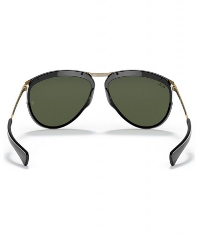 OLYMPIAN AVIATOR Sunglasses RB2219 59 BLACK/GREEN $48.72 Unisex