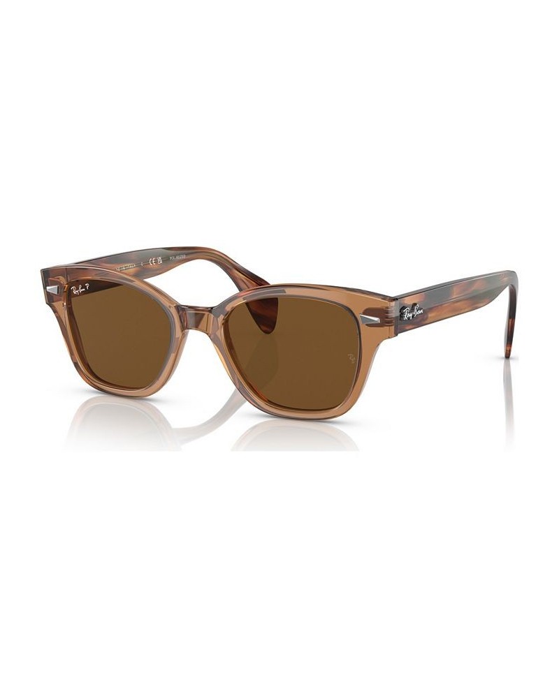 Unisex Low Bridge Fit Polarized Sunglasses RB0880SF53-P Transparent Brown $38.08 Unisex