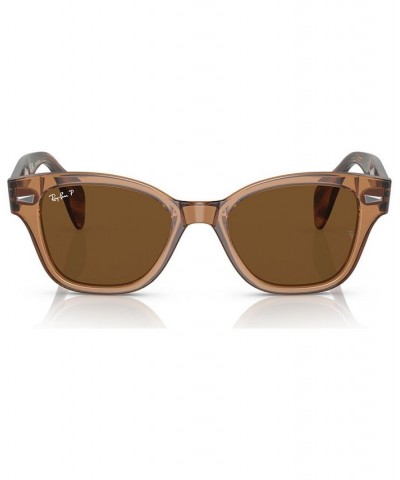 Unisex Low Bridge Fit Polarized Sunglasses RB0880SF53-P Transparent Brown $38.08 Unisex