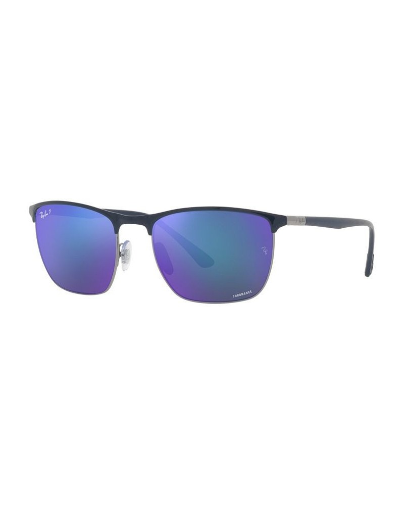 Unisex Polarized Sunglasses RB3686 57 Blue on Gunmetal $56.70 Unisex