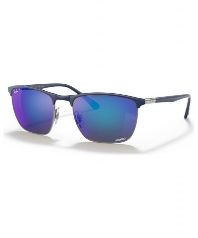 Unisex Polarized Sunglasses RB3686 57 Blue on Gunmetal $56.70 Unisex