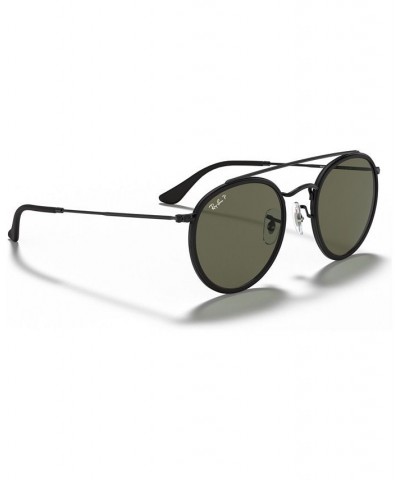 Polarized Sunglasses RB3647N ROUND DOUBLE BRIDGE BLACK/GREEN POLAR $67.20 Unisex