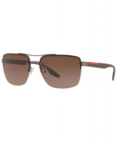 Men's Polarized Sunglasses PS 60US 62 LIFESTYLE GUNMEAL RUBBER/POLAR BROWN GRADIENT $57.13 Mens