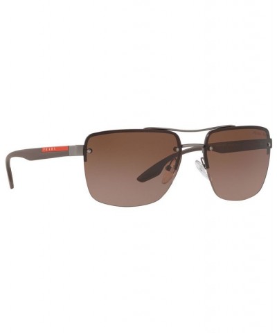 Men's Polarized Sunglasses PS 60US 62 LIFESTYLE GUNMEAL RUBBER/POLAR BROWN GRADIENT $57.13 Mens