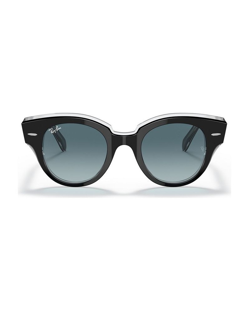 ROUNDABOUT Sunglasses RB2192 47 BLACK ON TRANSPARENT/BLUE GRADIENT GREY $49.14 Unisex