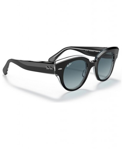 ROUNDABOUT Sunglasses RB2192 47 BLACK ON TRANSPARENT/BLUE GRADIENT GREY $49.14 Unisex