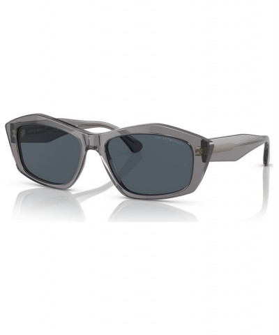 Women's Low Bridge Fit Sunglasses EA4187F Shiny Transparent Gray $37.00 Womens
