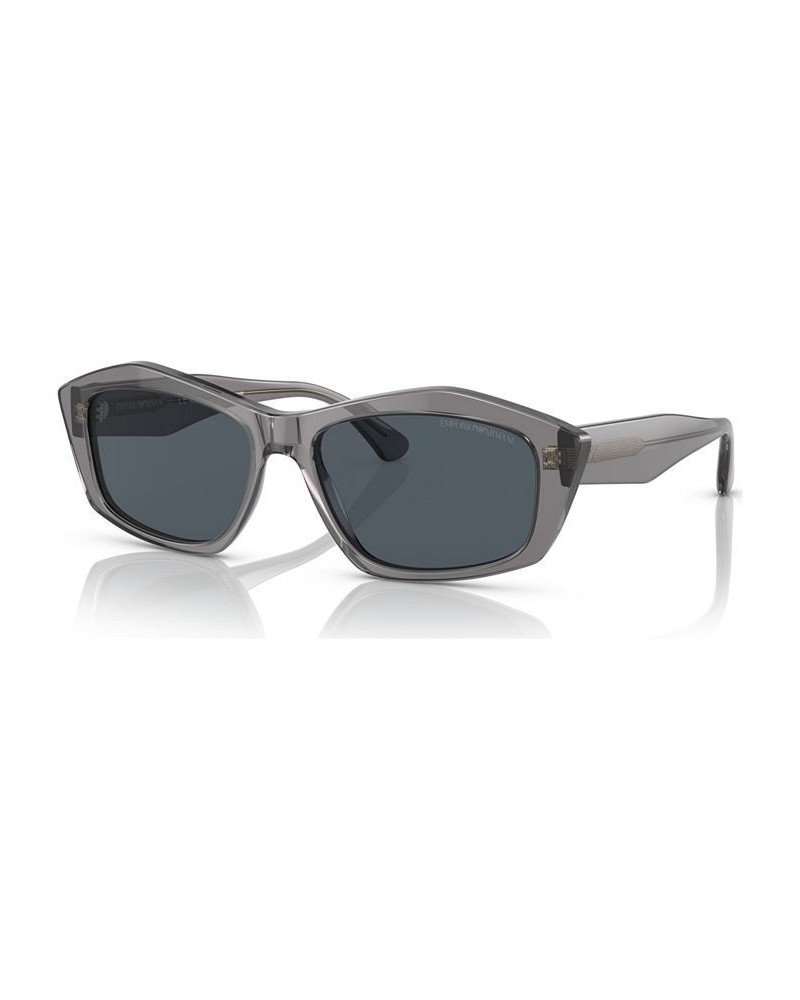 Women's Low Bridge Fit Sunglasses EA4187F Shiny Transparent Gray $37.00 Womens