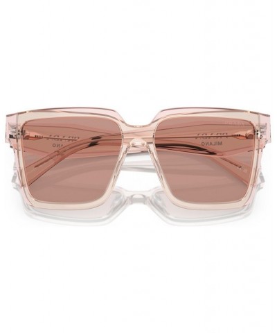 Women's Low Bridge Fit Sunglasses PR 24ZSF Peacock/Sky $52.65 Womens