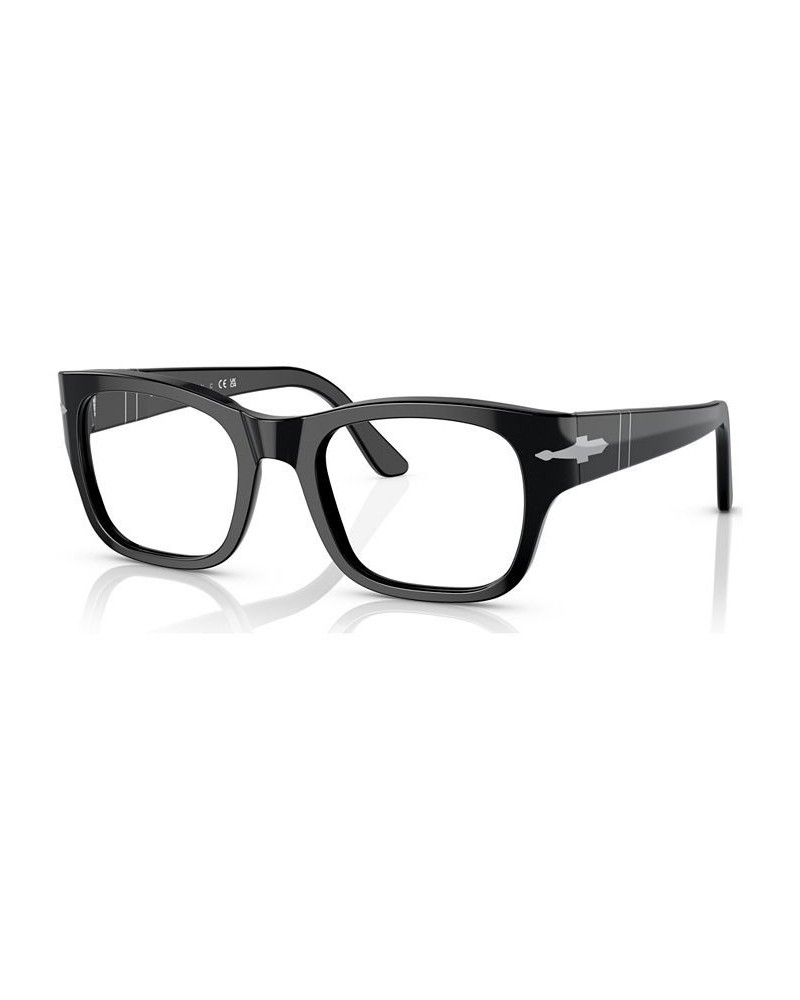 Unisex Rectangle Eyeglasses PO3297V52-O Black $81.00 Unisex