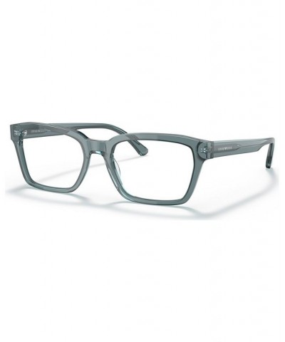 Men's Rectangle Eyeglasses EA319255-O Shiny Transparent Blue $29.34 Mens