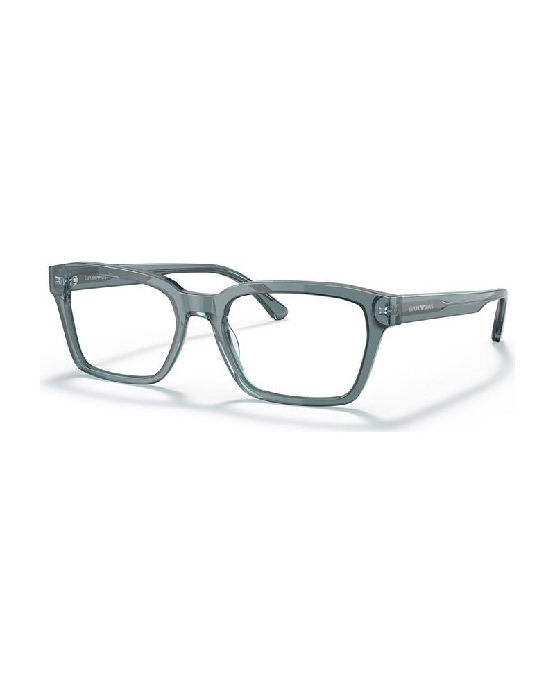 Men's Rectangle Eyeglasses EA319255-O Shiny Transparent Blue $29.34 Mens