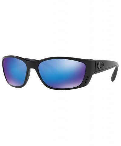 Polarized Sunglasses FISCH 64 BLACK BLACK/BLUE MIRROR $35.49 Unisex